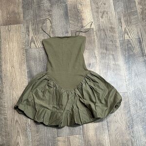 Zara MIXED RIB POPLIN BALLOON
DRESS